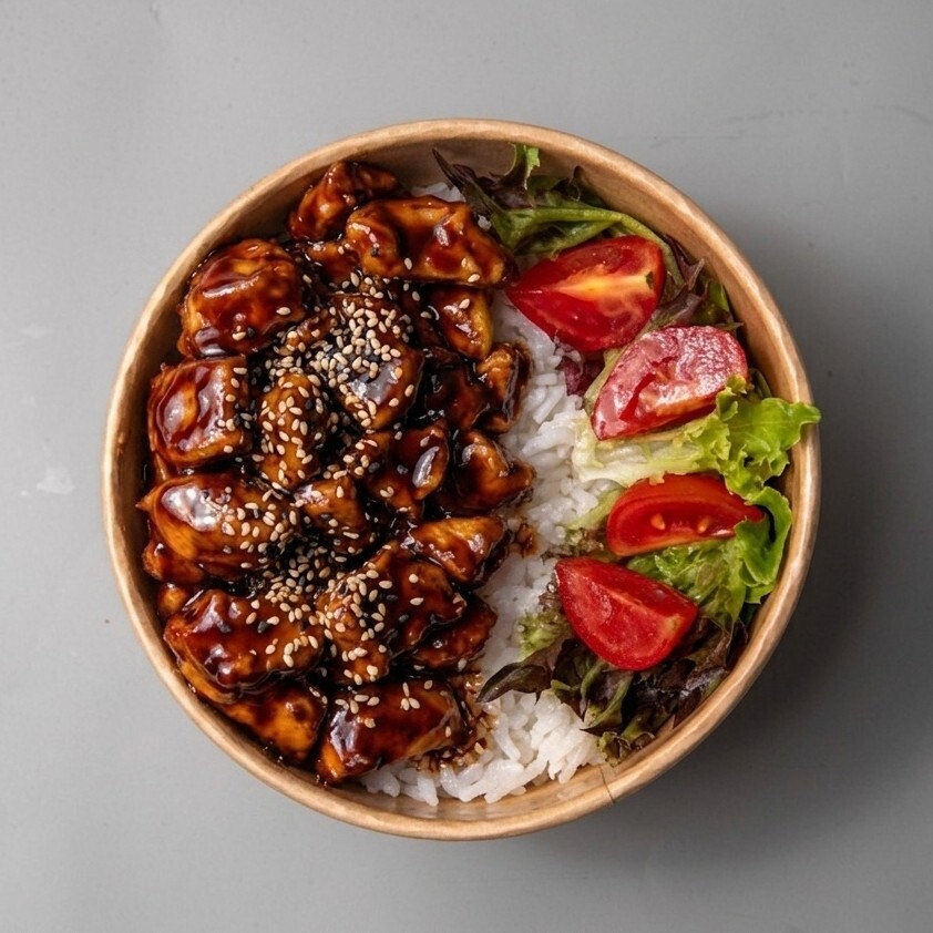 Soya Soslu Tavuklu Pilav Bowl (Büyük Kase)