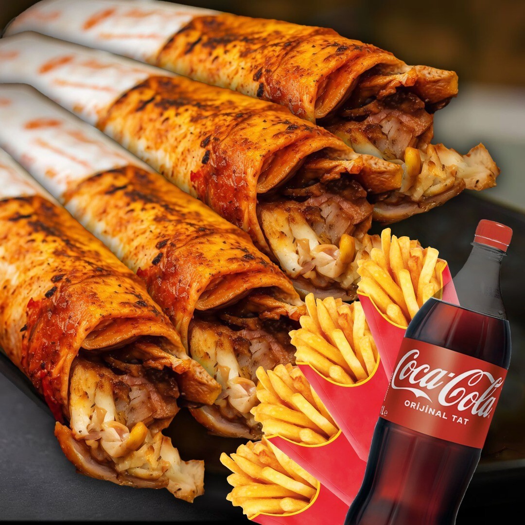 LAB - 4 Medium Dürüm + 4 Patates + 1 Lt Coca Cola