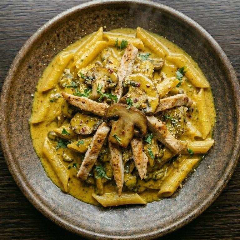 Köri Soslu Tavuklu Penne