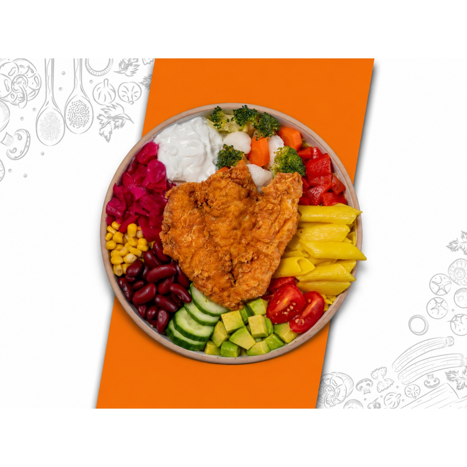 Çıtır Tavuklu Makarnalı Bowl Kase
