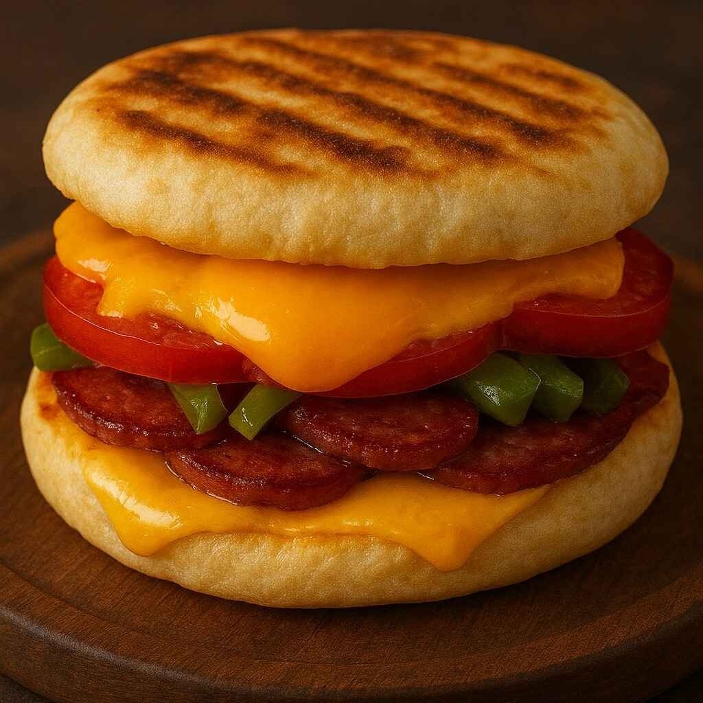 Cheddarlı Sucuklu Bazlama Tost