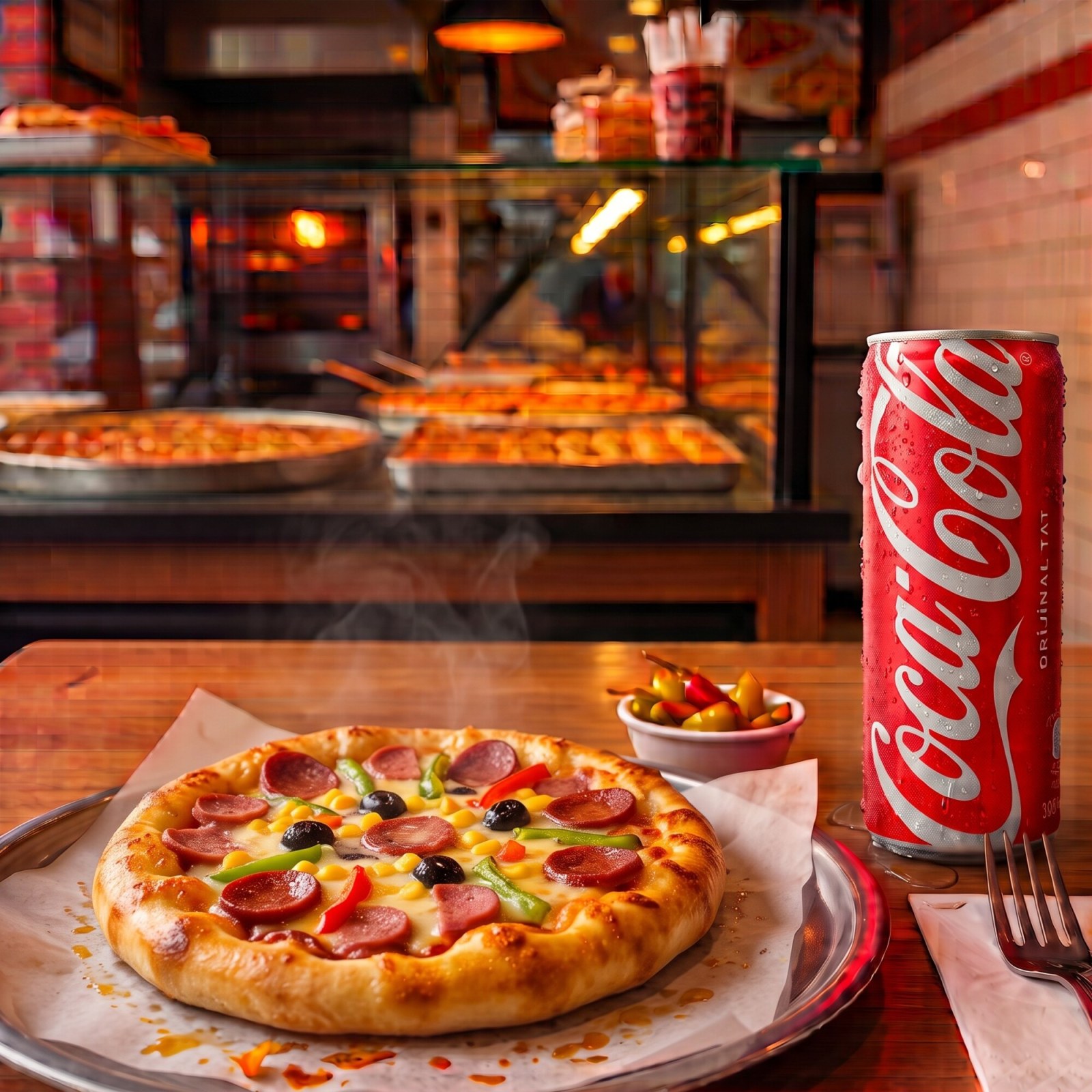 Pizza + Coca-Cola 330ml.