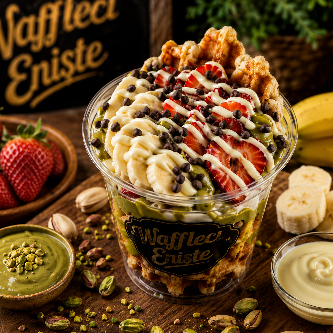 Antep Fıstıklı Bardak Waffle