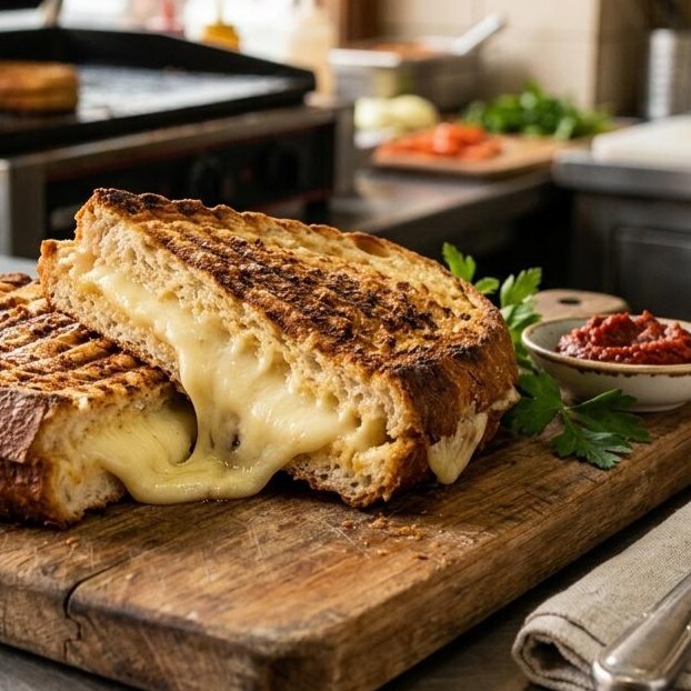 Yarım Yumurtalı Kaşarlı Salçalı Tost