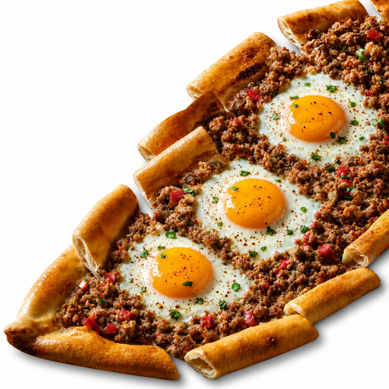 🥩🥚 Kıymalı Yumurtalı Pide – 45 cm