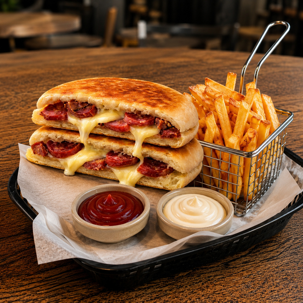 (Menü 12) - Bazlamada Karışık Tost (Orta Boy)