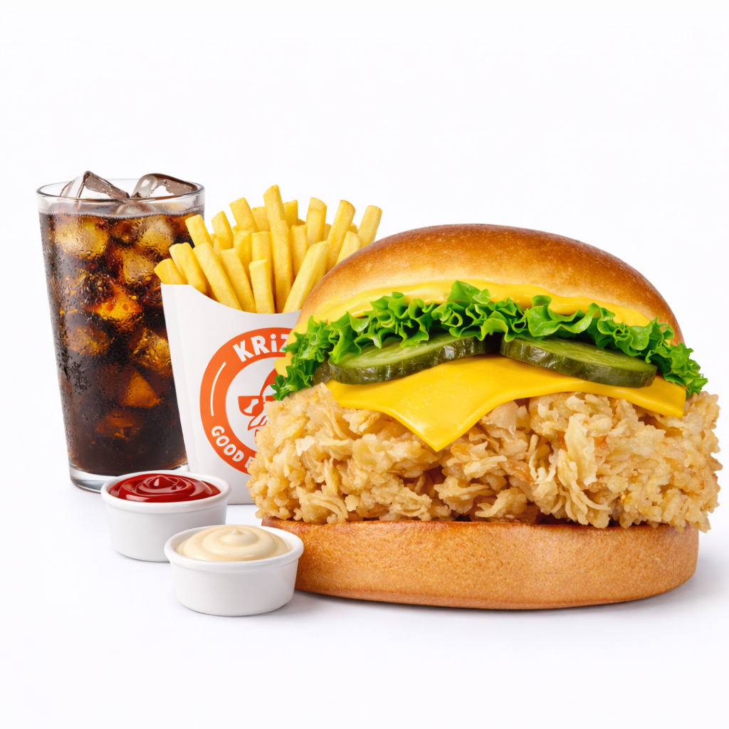 Cheddar Burger + İçecek + Patates Kızartması + 2 Adet Sos