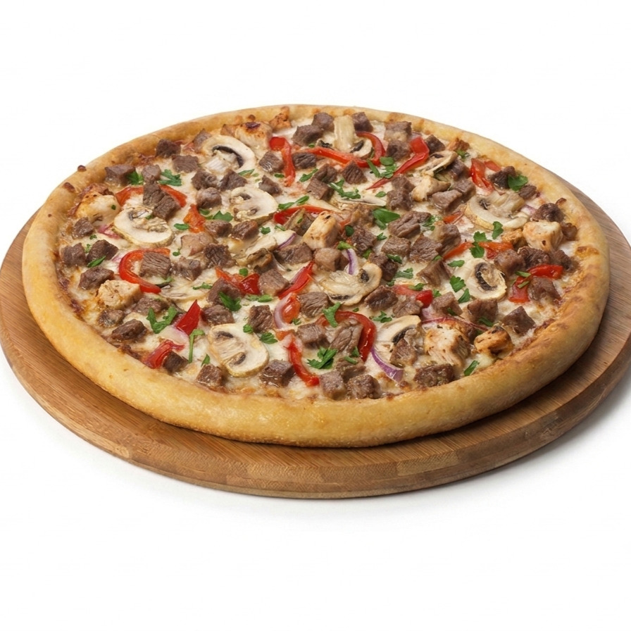 Kavurmalı Pizza [Orta Boy] 330 ml cola+ Pizza baharatı+ketçpa +mayanoze+