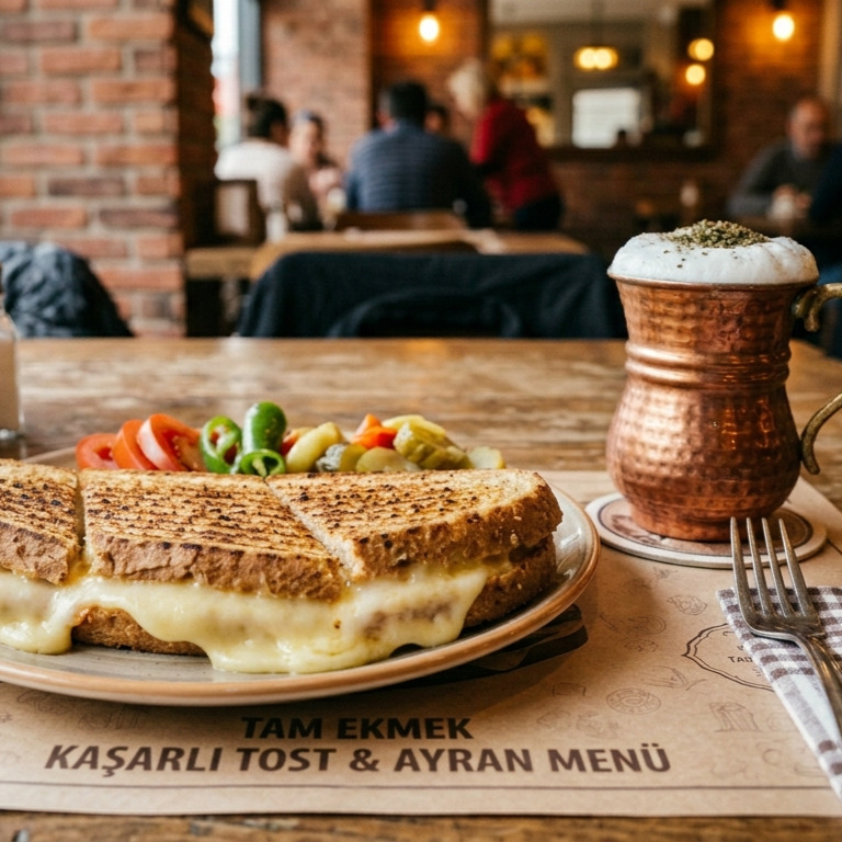 Tam Ekmek Kaşarlı Tost ve Ayran