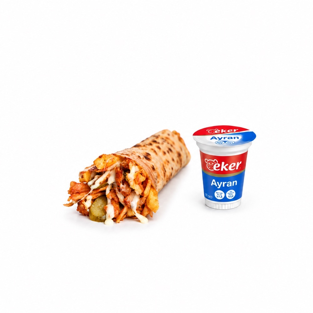 Kaşar Peynirli Tavuk Döner Dürüm + Ayran