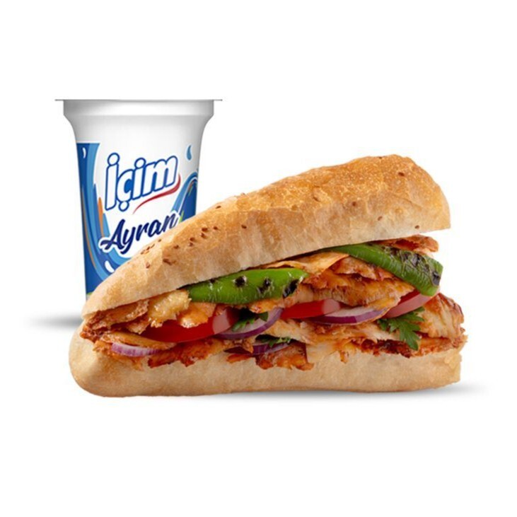 Yarım Ekmek Arası Döner + Ayran