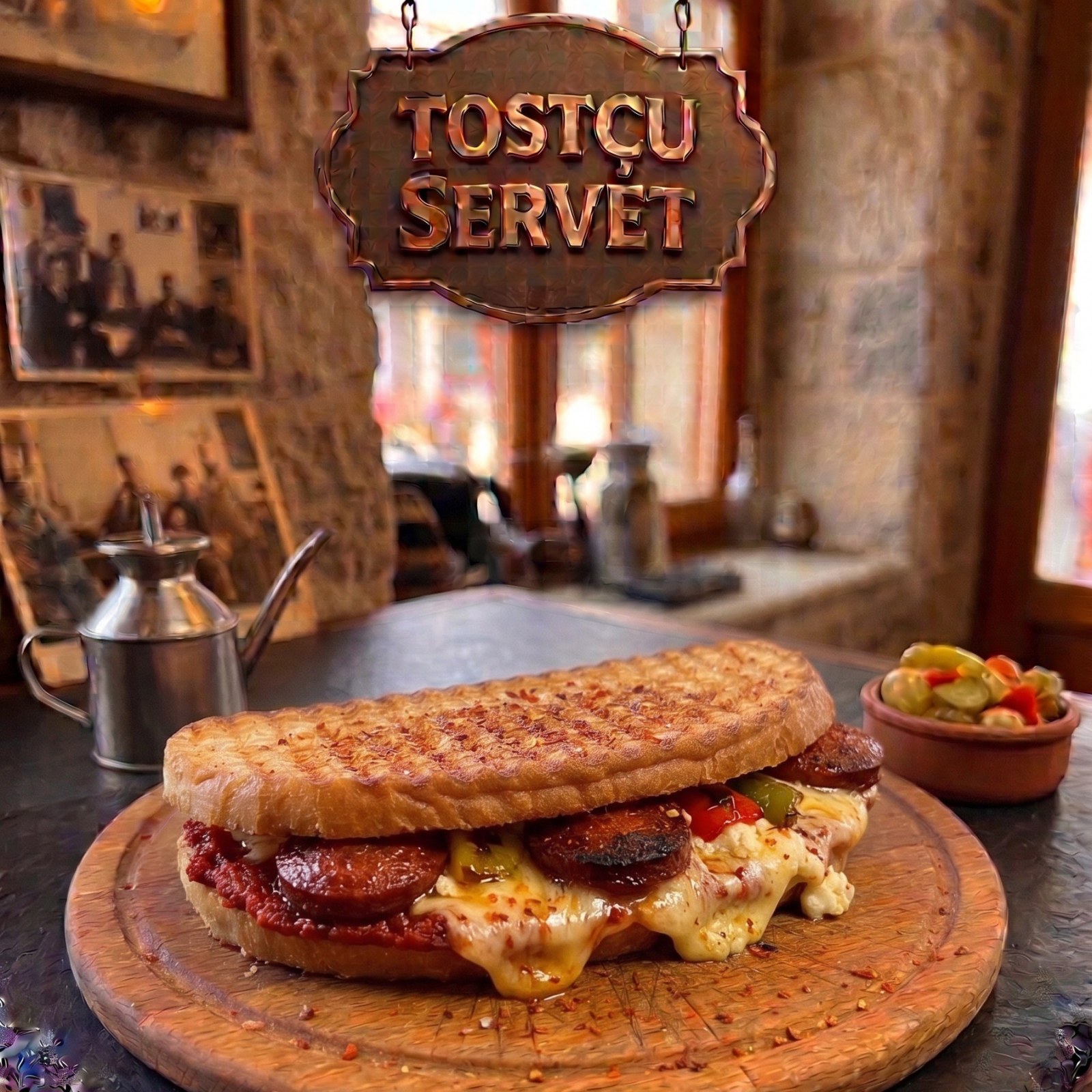 Domates Salçalı Karışık Kaşar Sucuk Tost