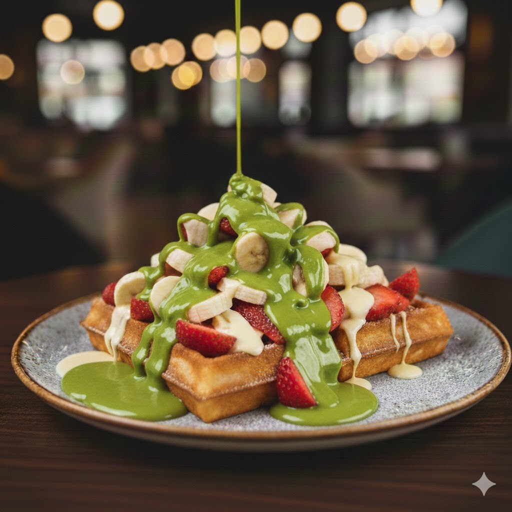 Roma Waffle (Çilek/Muz/Antep Fıstıklı Sos)