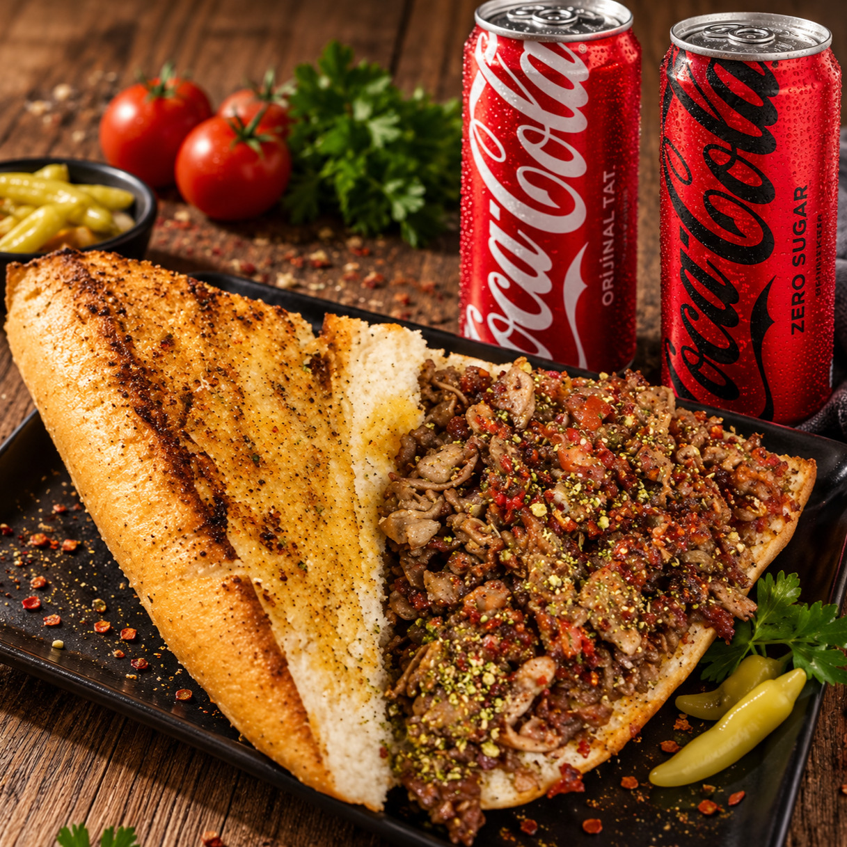 Yarım Ekmek Arası İzmir Usulü Kokoreç + Coca-Cola 330ml.