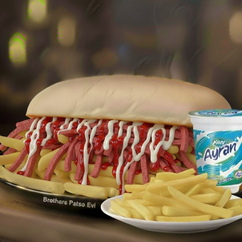 Sosisli Patso + Patates Kızartması + Büyük Ayran