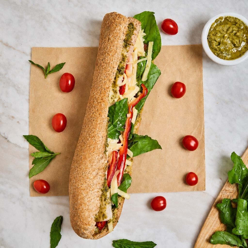 Tam Buğday Ekmek Pestolu Hindili Kallavi 30 cm