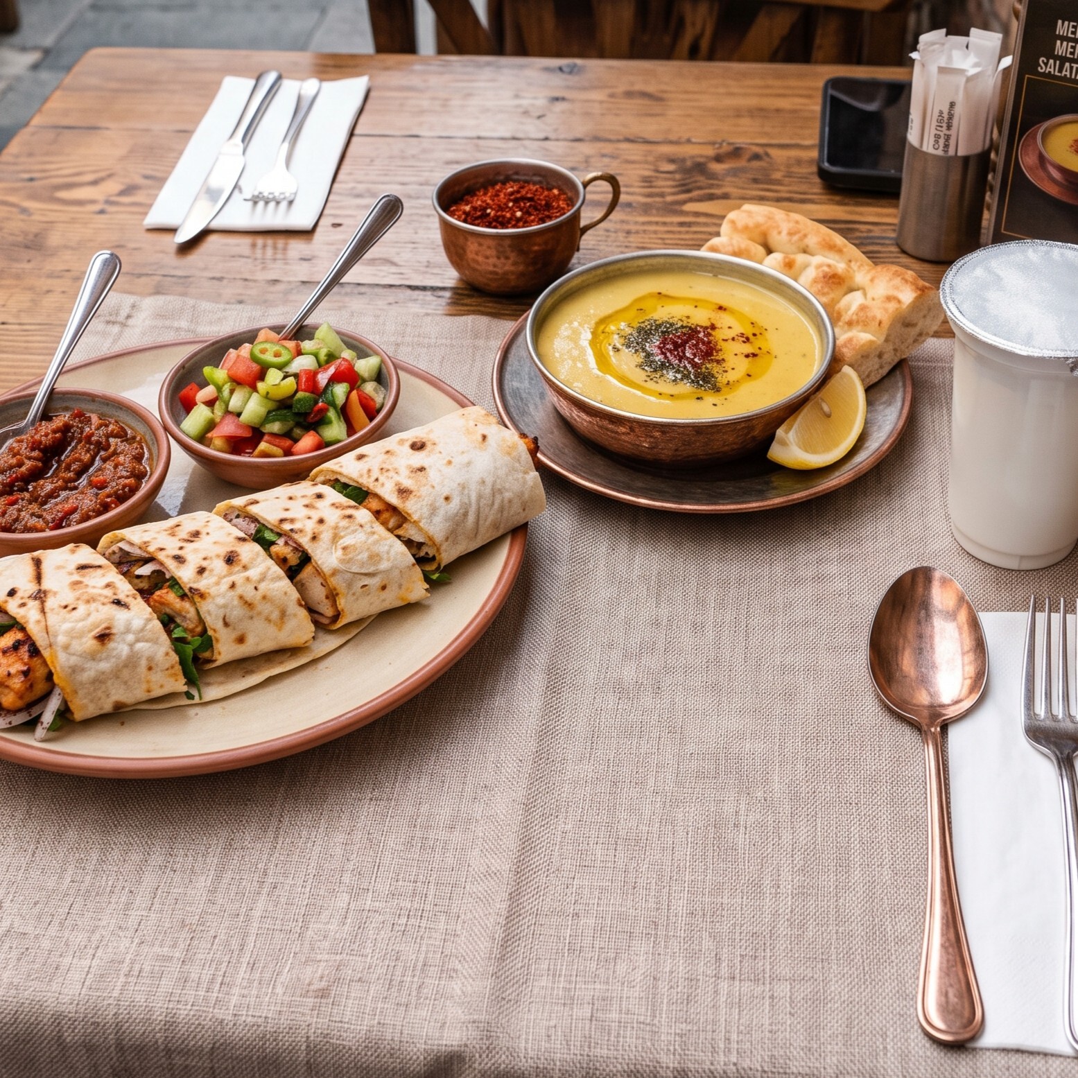 Tavuk Şiş Dürüm + Mercimek Çorbası + Ayran