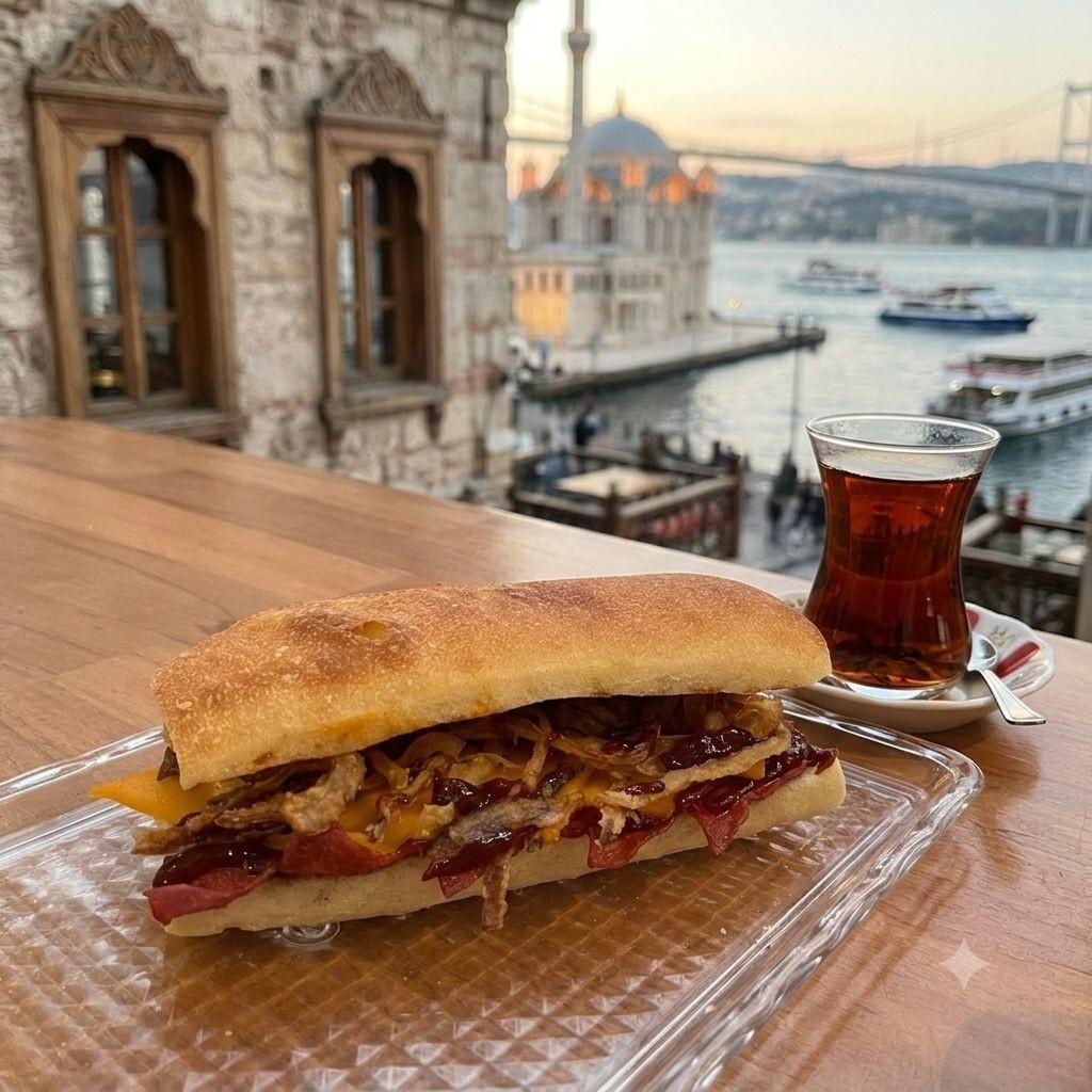 Dana Jambonlu Sandviç ve Türk Çayı