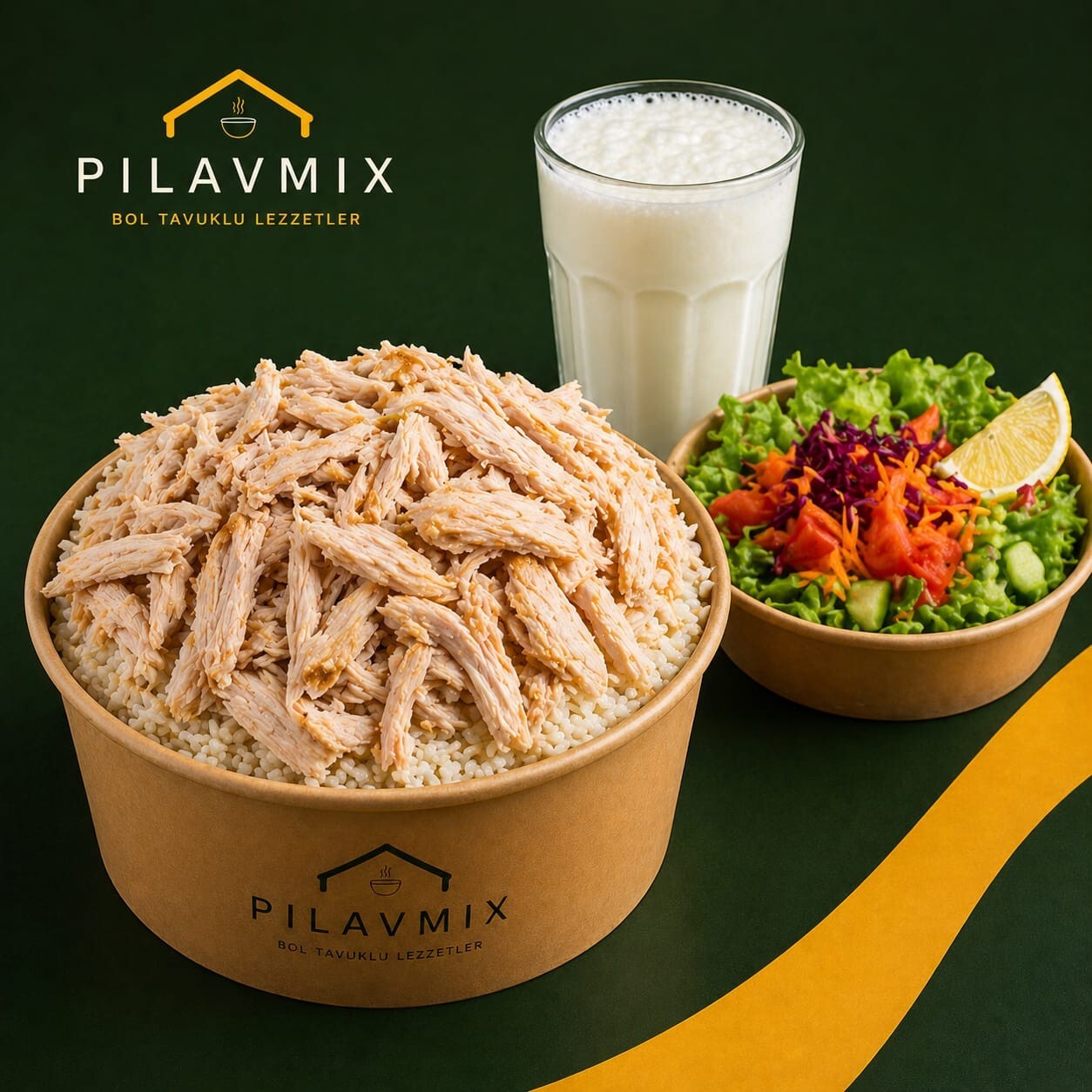 Tavuklu Pilav +Ayran +Mevsim Salata