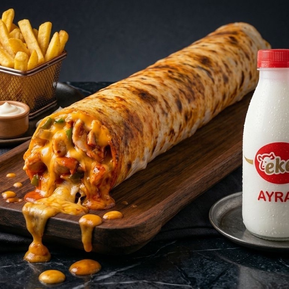 Zurna Dürüm Cheddarlı Ayranlı Menü ( 100 Gr )