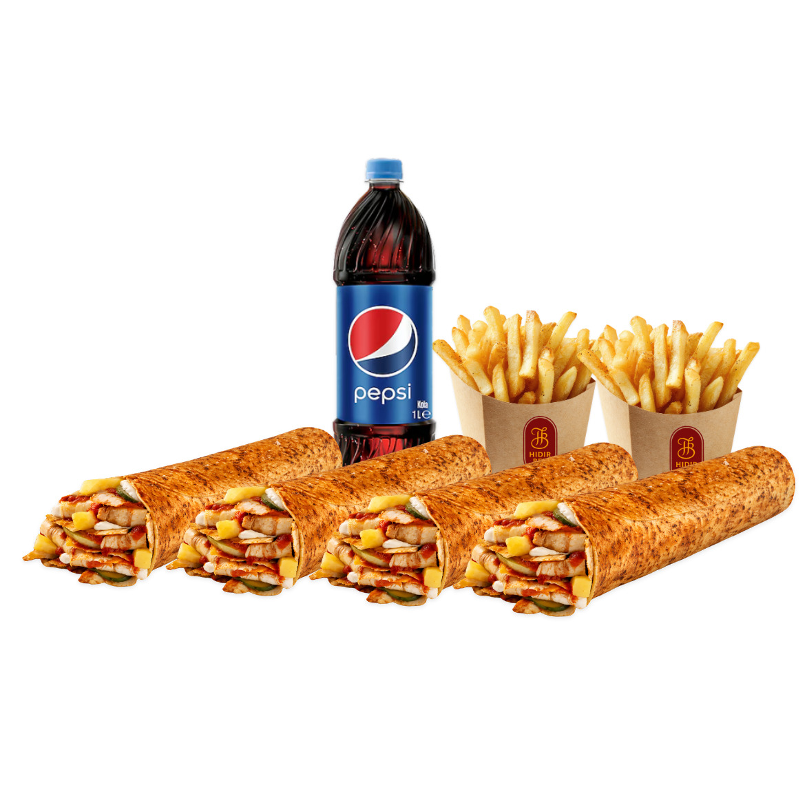 4'lü Tavuk Döner Medium Dürüm Menü