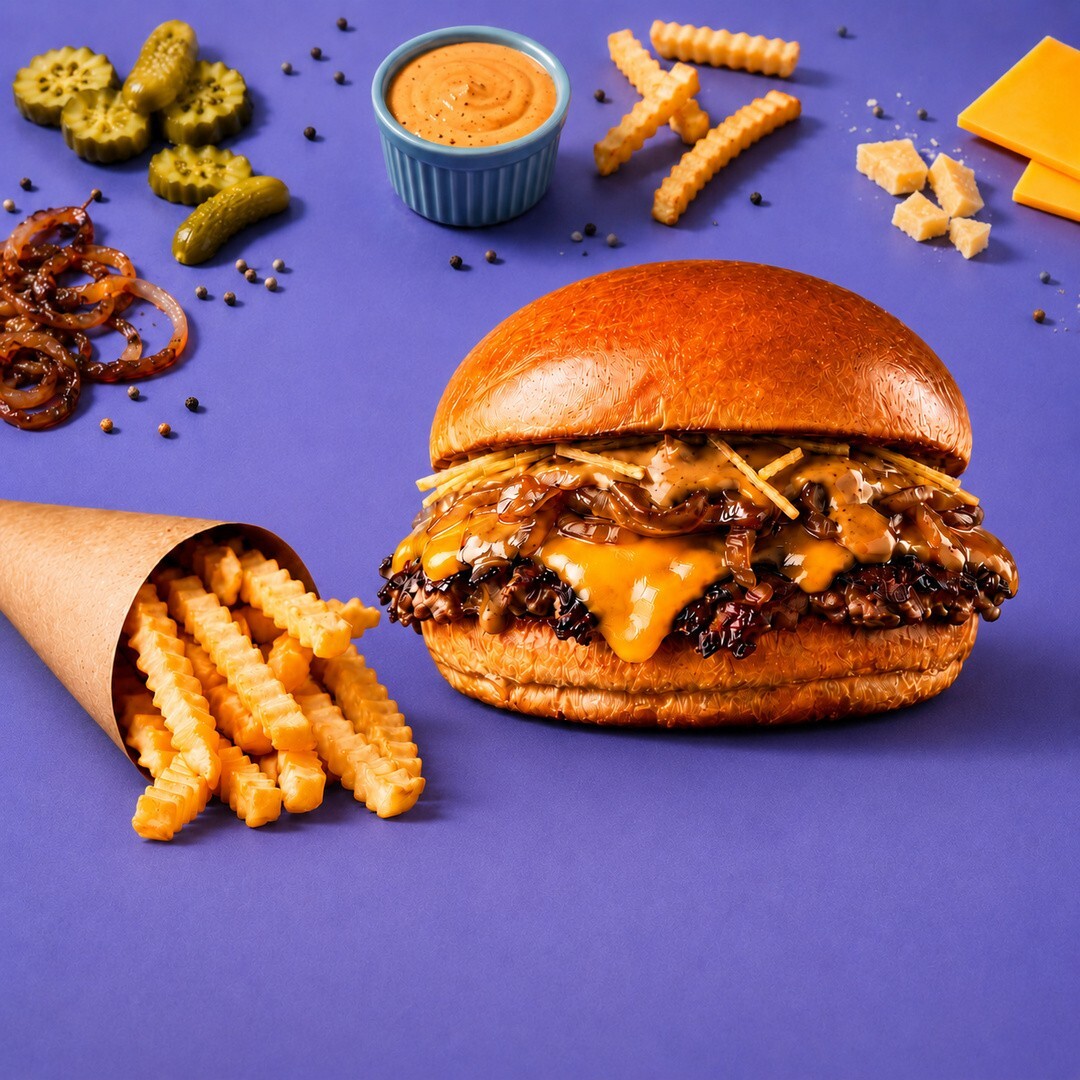 Single Cheese Smash Burger & Tırtıklı Patates