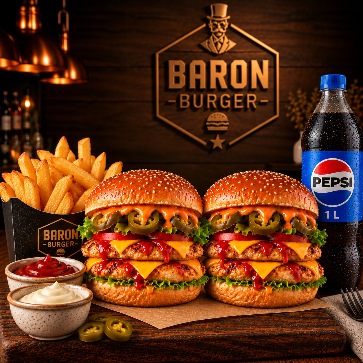2'li Texas Fire Tavuk Burger Menü