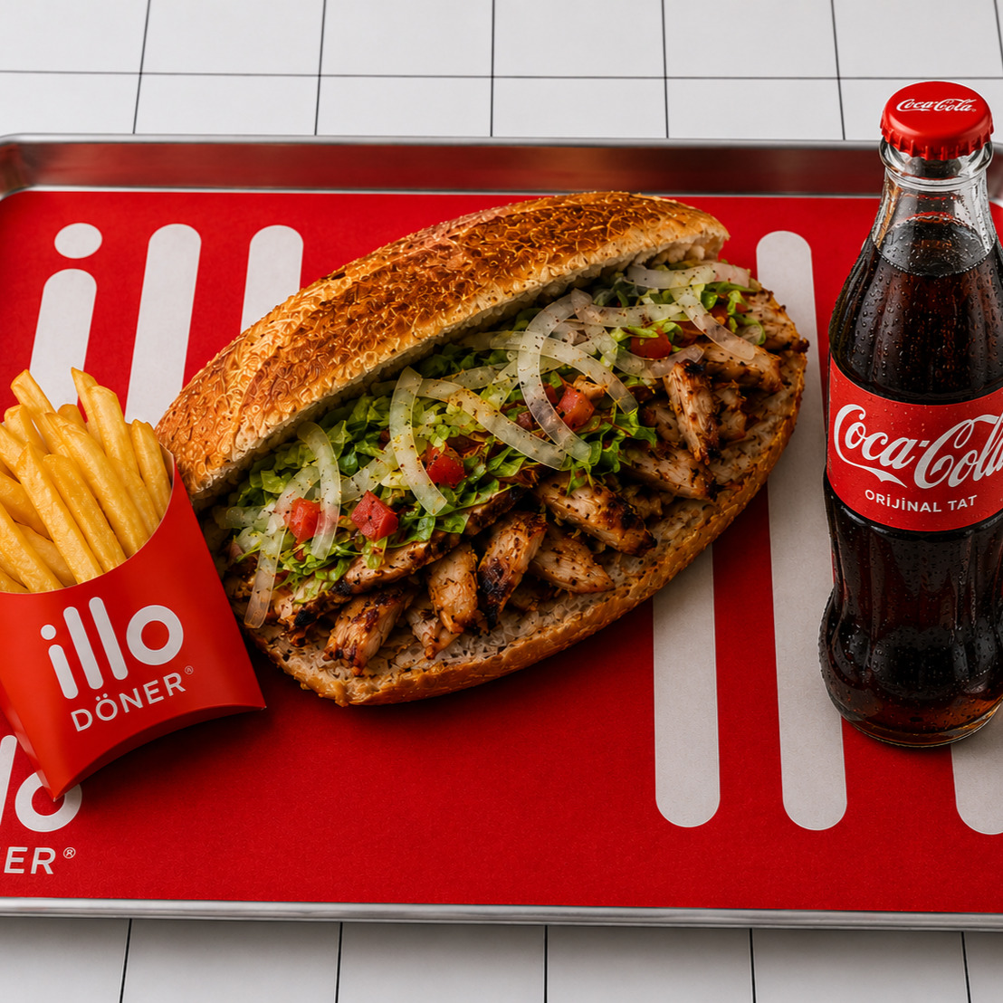 Ekmek Arası Tavuk Döner & Patates Kızartması & Kola Menü