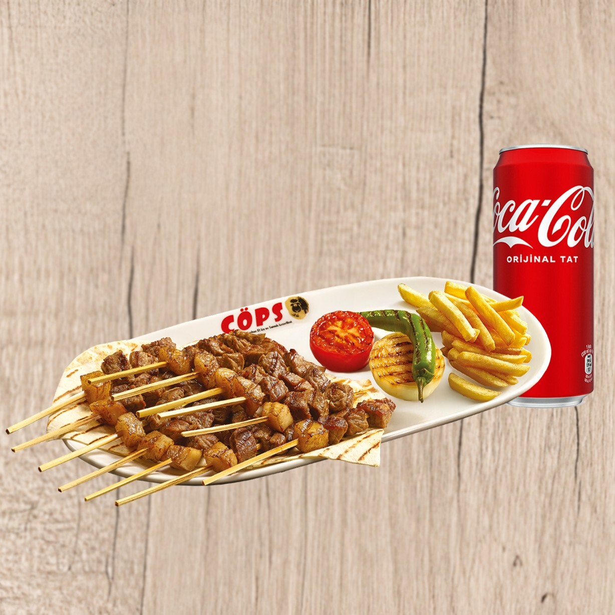 Şefin Çöp Şiş Tabağı (12 Adet) & Coca-Cola (33 cl.)