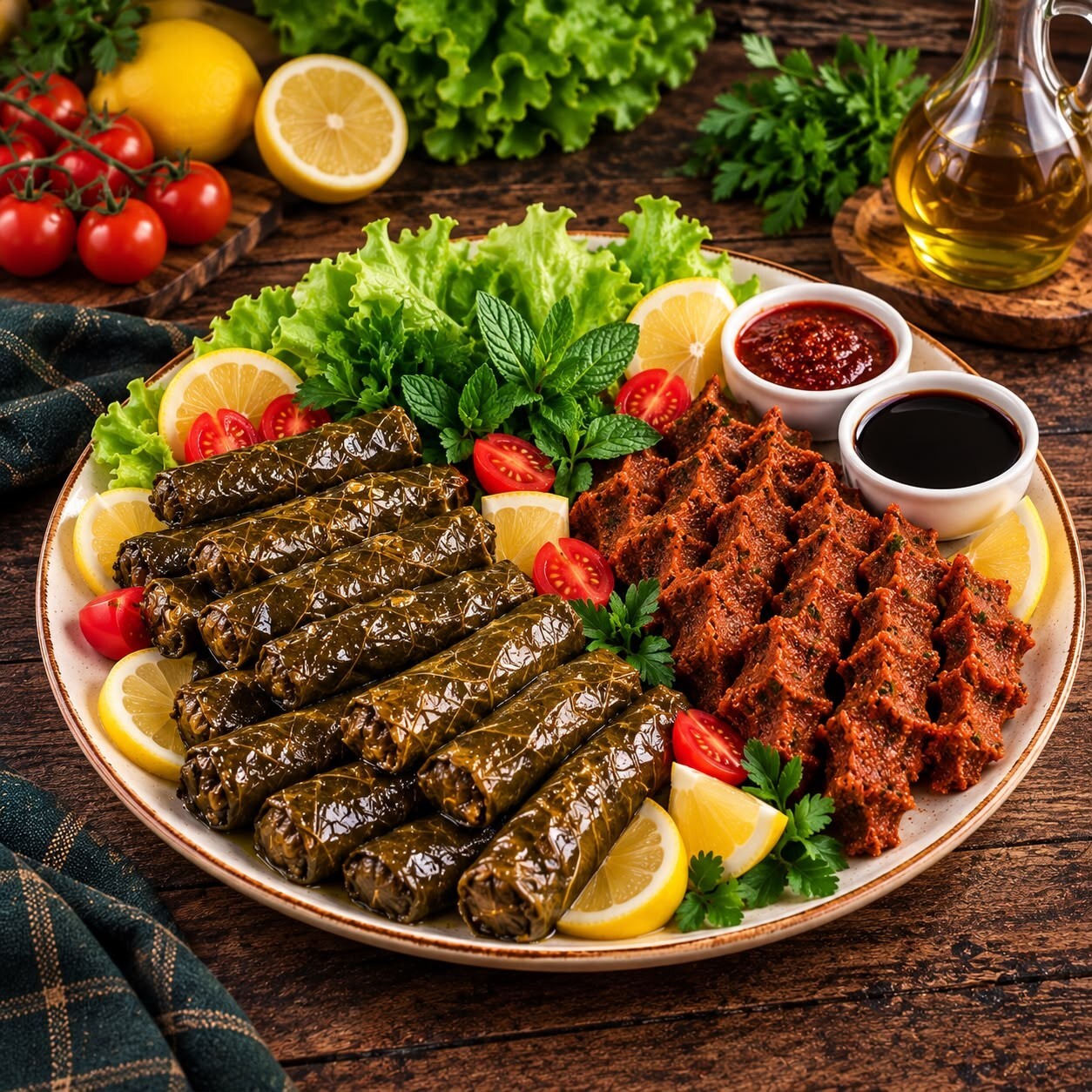 Zeytinyağlı Yaprak Sarma (1000gr) + 500gr. Çiğ Köfte