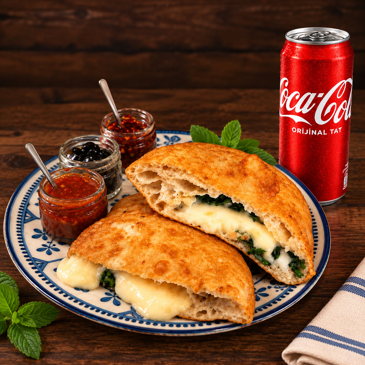 Ezine Peynirli Naneli Maydanozlu Pişi + Coca-Cola (33 Cl)