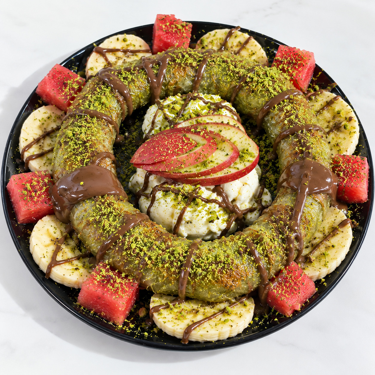 Çikolatalı Simit Katmer (Yanında Çikolata Ve Dondurma İkramı İle)