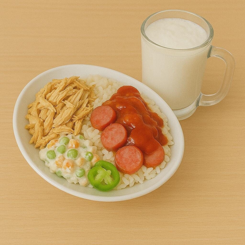 Haşlama Tavuk-Sosis-Rus Salatası-Kaşar