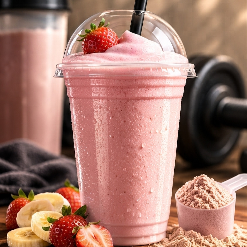 Çilekli Protein Shake (10 Oz.)