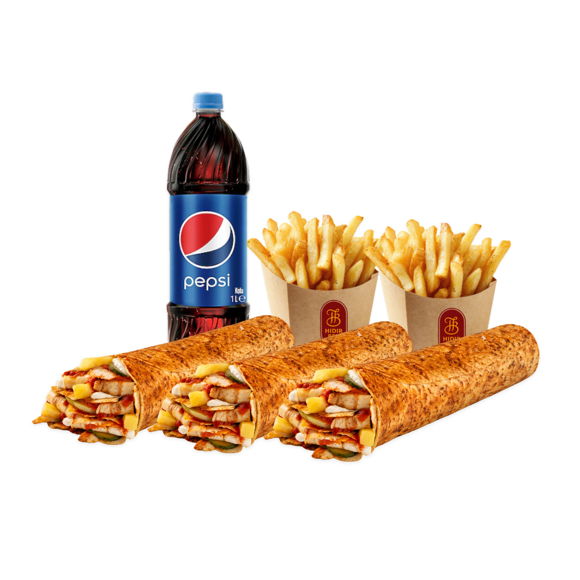 3' lü Tavuk Döner Medium Dürüm Menü