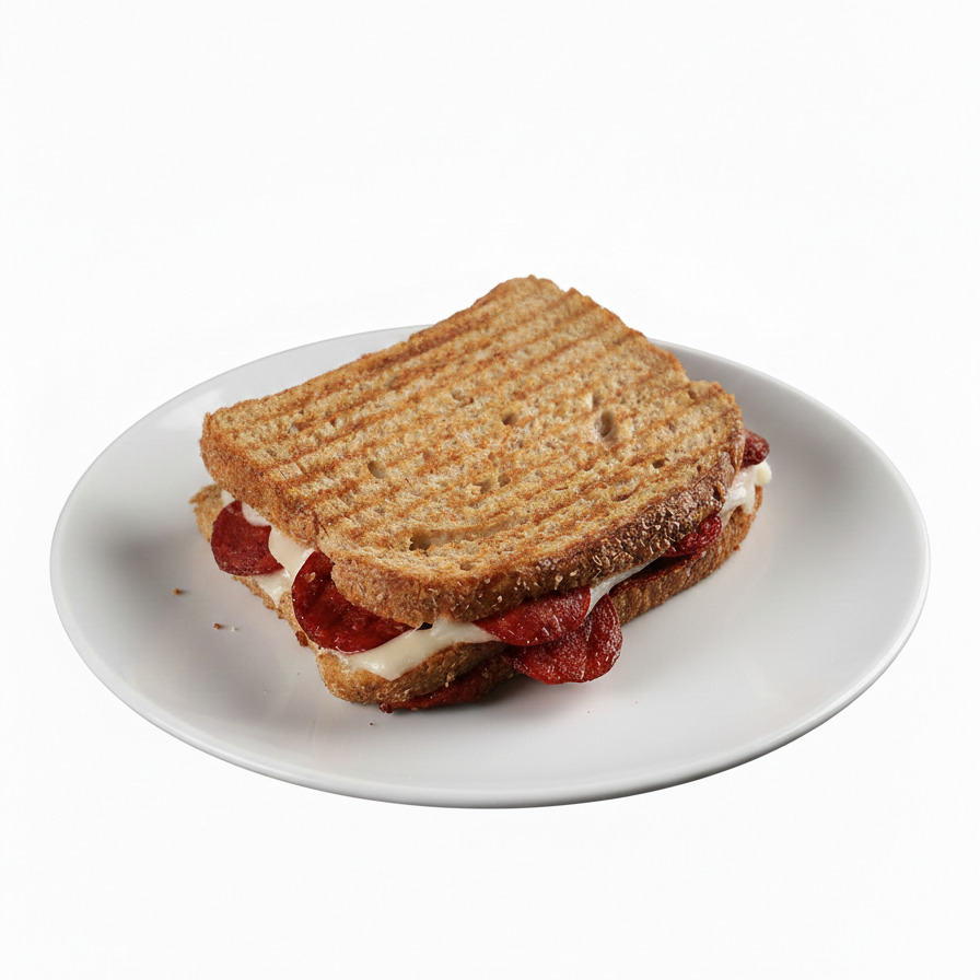 Kepek Ekmeğine Sucuk Kaşarlı Tost