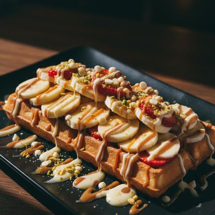 Beyaz Çikolata Karamel Waffle