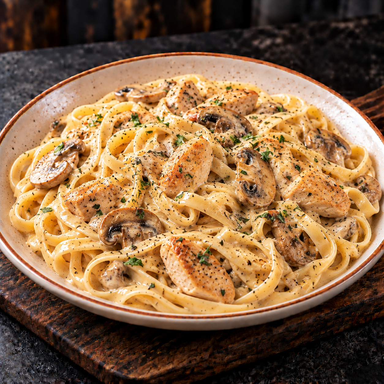 Fettuccine Tavuk Mantar Krema