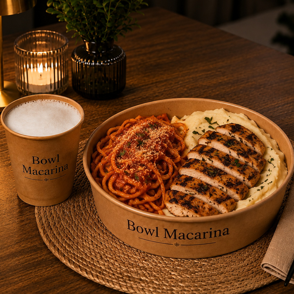 Bowl Soslu Spagetti & Izgara Tavuk (Püreli)