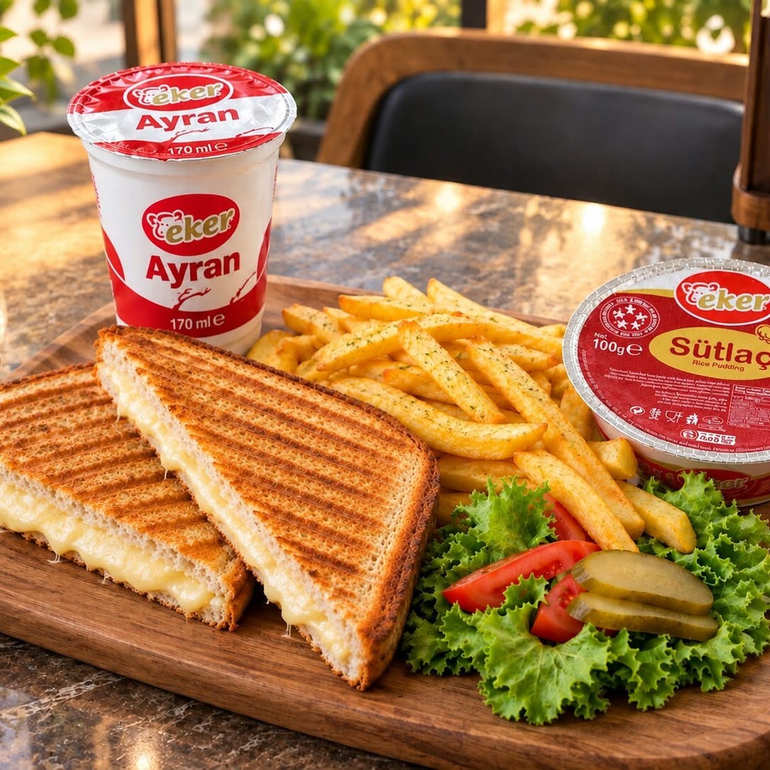 Karışık Tost + Patates Kızartması + Ayran