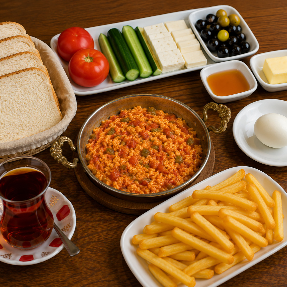 Kahvaltı Tabağı, Menemen, Patates Kızartması Menü