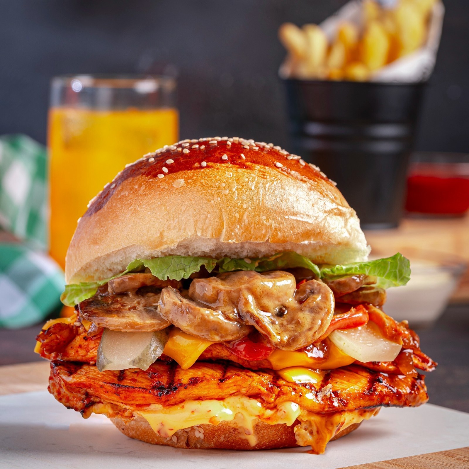 Mushroom Chicken Burger