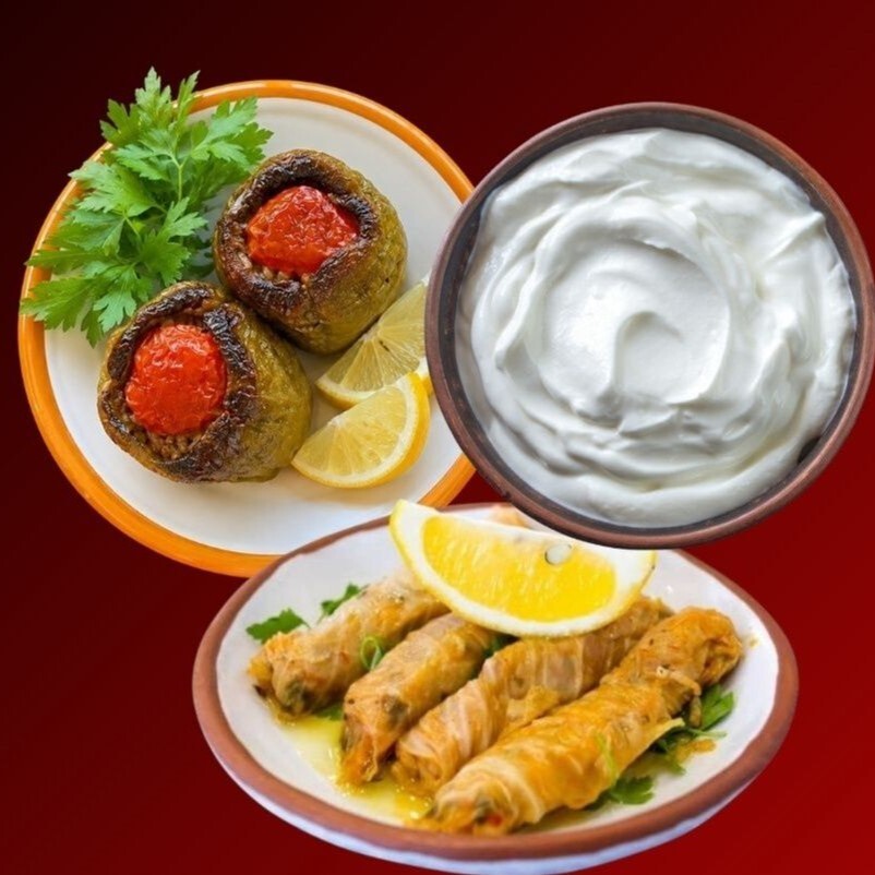 Biber Dolması & Beyaz Lahana Sarması & Yoğurt