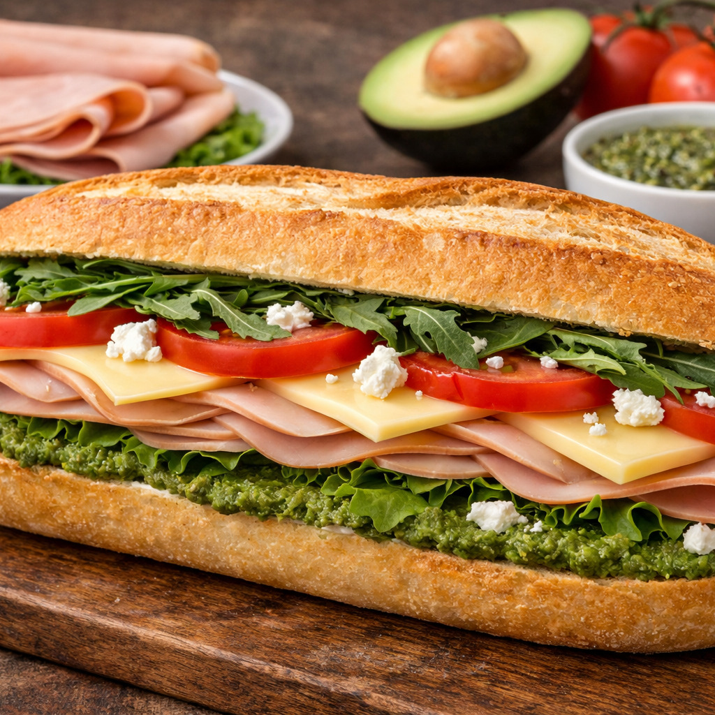 Pesto Ve Avokado Soslu Hindi Füme Sandwich