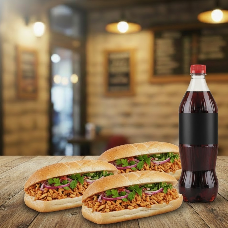 3'lü Ekmek Arası Tavuk Tantuni Menü