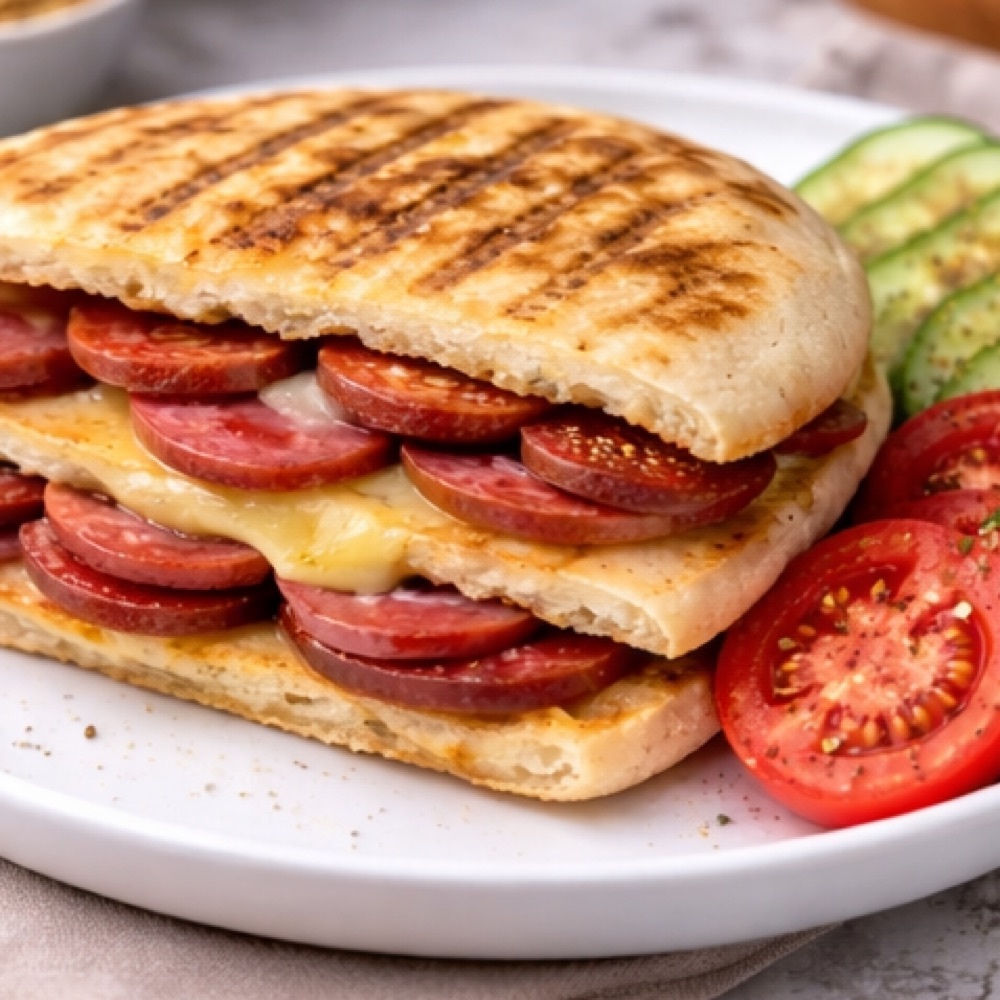Kaşarlı Sucuklu Bazlama Tost