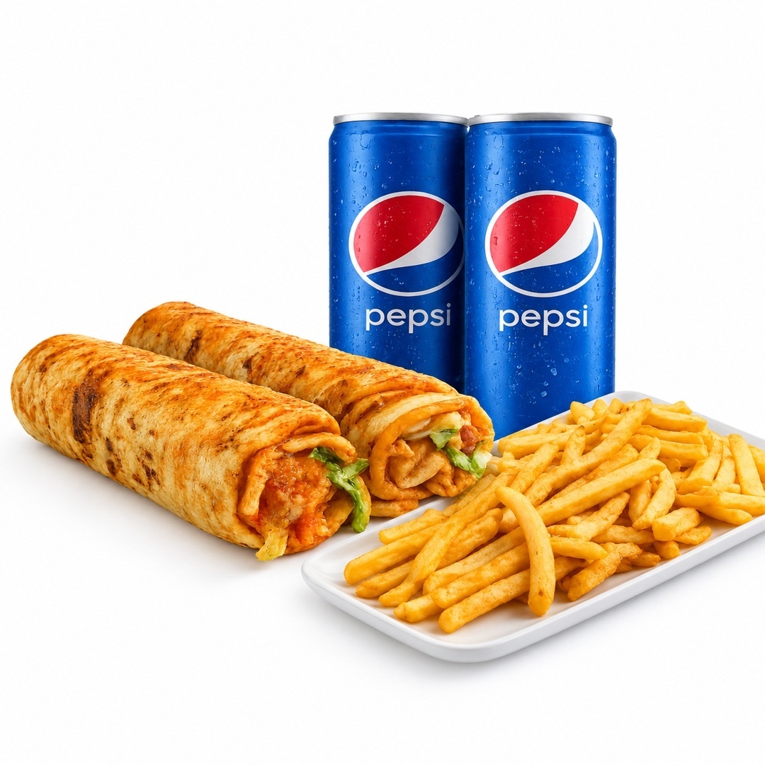 2 Adet 100 gr Dürüm + 2 Adet Pepsi + 1 Porsiyon Cips