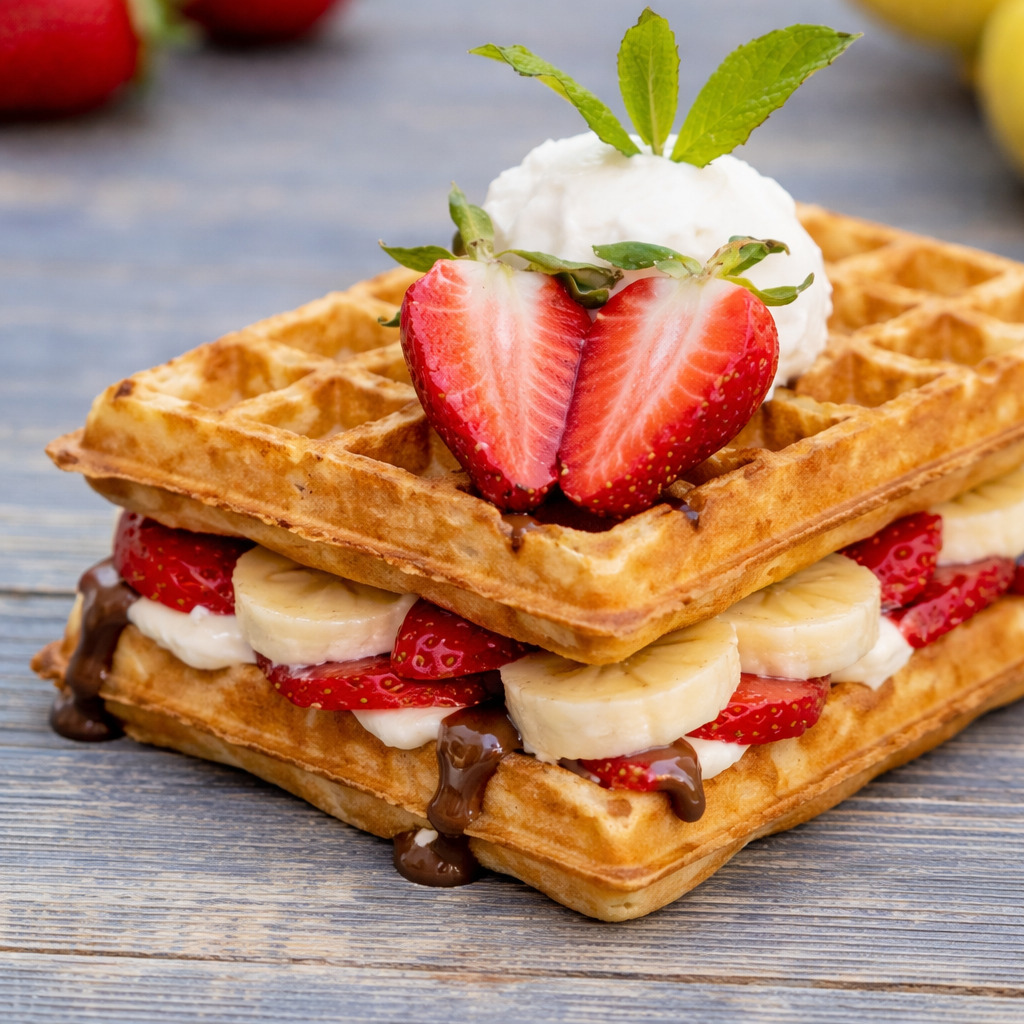 Çift Kat Dondurmalı Waffle