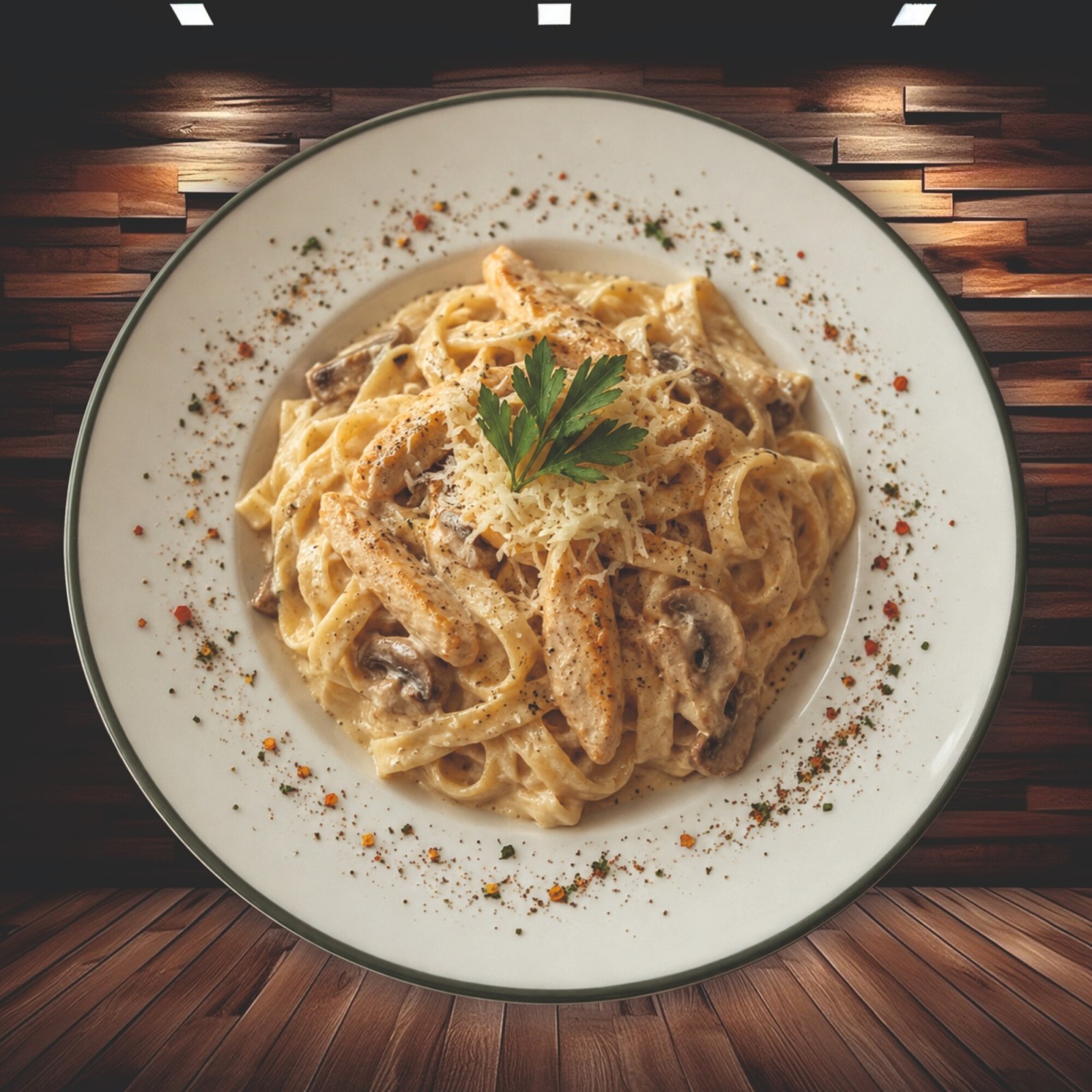Tavuklu Mantarlı Fettuccine