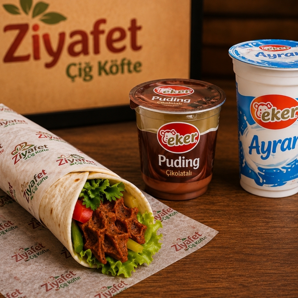 Çiğ Köfte Dürüm 100g Eker ayran Eker puding